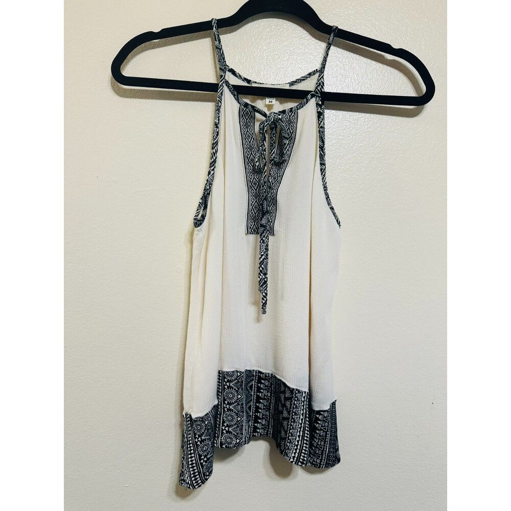 Monteau Women's Racer Back Sleeveless Top With Tribal Design Size M